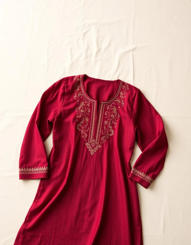 Nongorr handcrafted maroon kurti — signature edit